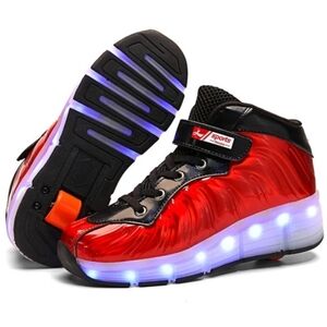 Sport LED Light-up USB Charging Retractable Wheeled Sneakers Sz. 3.5